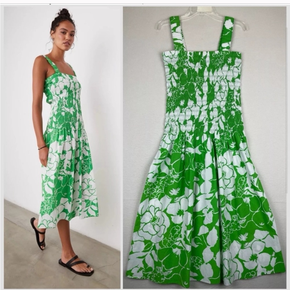 Rails Green and White Floral Midi Dress